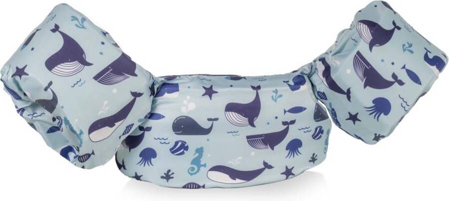HappySwimmer Puddle jumper zwembandjes zwemvest voor peuters en kleuters met Walvis print