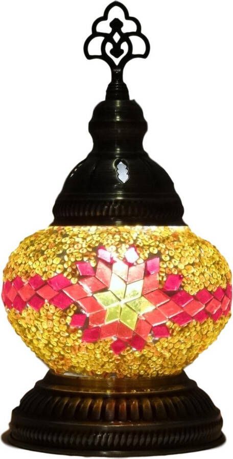 Harani Oosterse mozaïek tafellamp (Turkse lamp) ø 13 cm rood geel