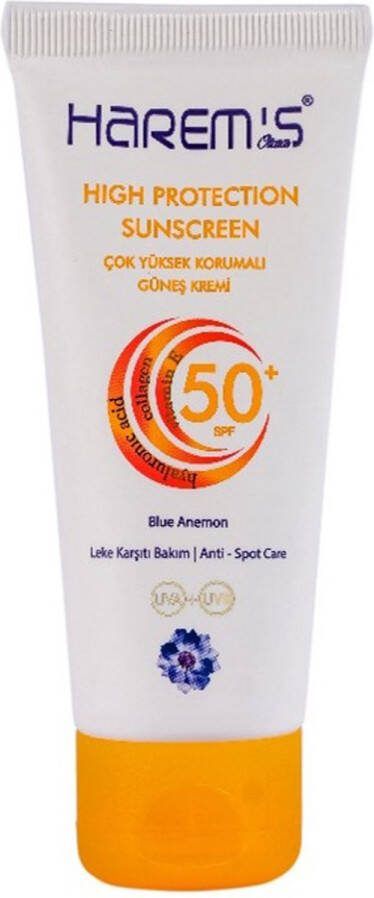 Harems 50 ml Harem's Sunscreen 50+ SPF UVA UVB Very High Protecion Sensitive Waterproof Hyaluronic Acid Collagen Panthenol