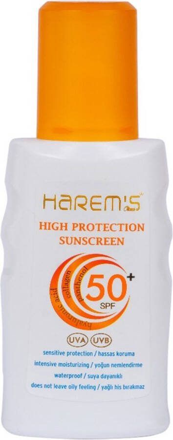 Harems Harem's Sunscreen 50+ SPF UVA UVB Very High Protecion Sensitive Waterproof Hyaluronic Acid Collagen Panthenol