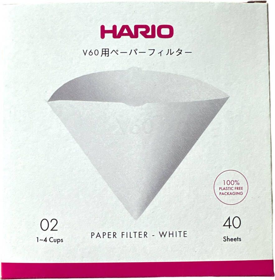 Hario Europe B.V. V60 Koffiefilters ❘ 40 stuks ❘ 100% Plastic vrije verpakking