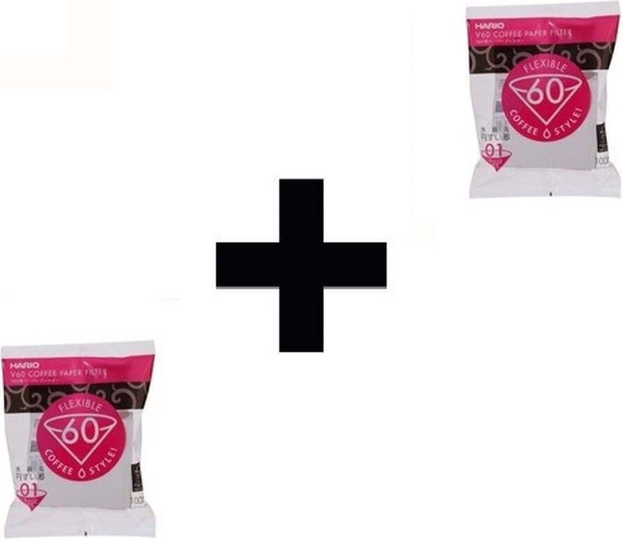 Hario Koffiefilters V60-01 kegelvormig 2-Pack (2x100=200 filters totaal)