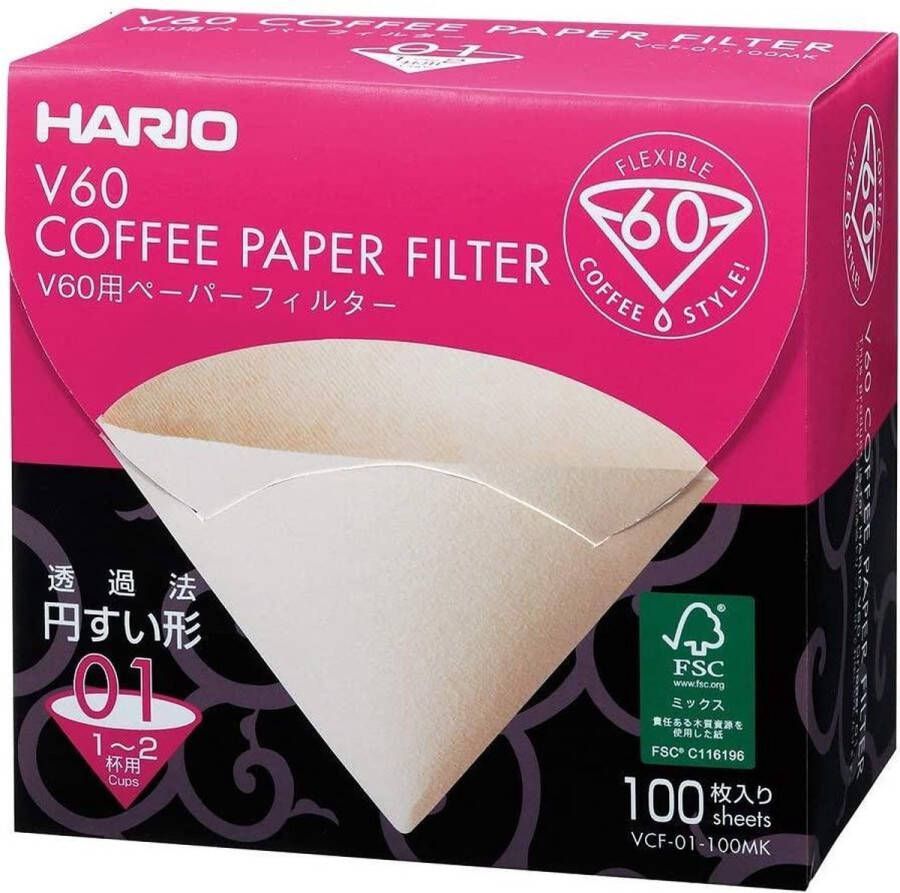 Hario Koffiefilters V60 bruin (100 stuks)