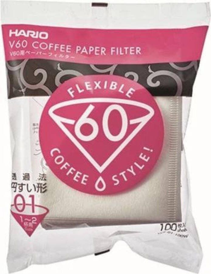 Hario V60 Koffiefilters 01 Size Wit 100 stuks