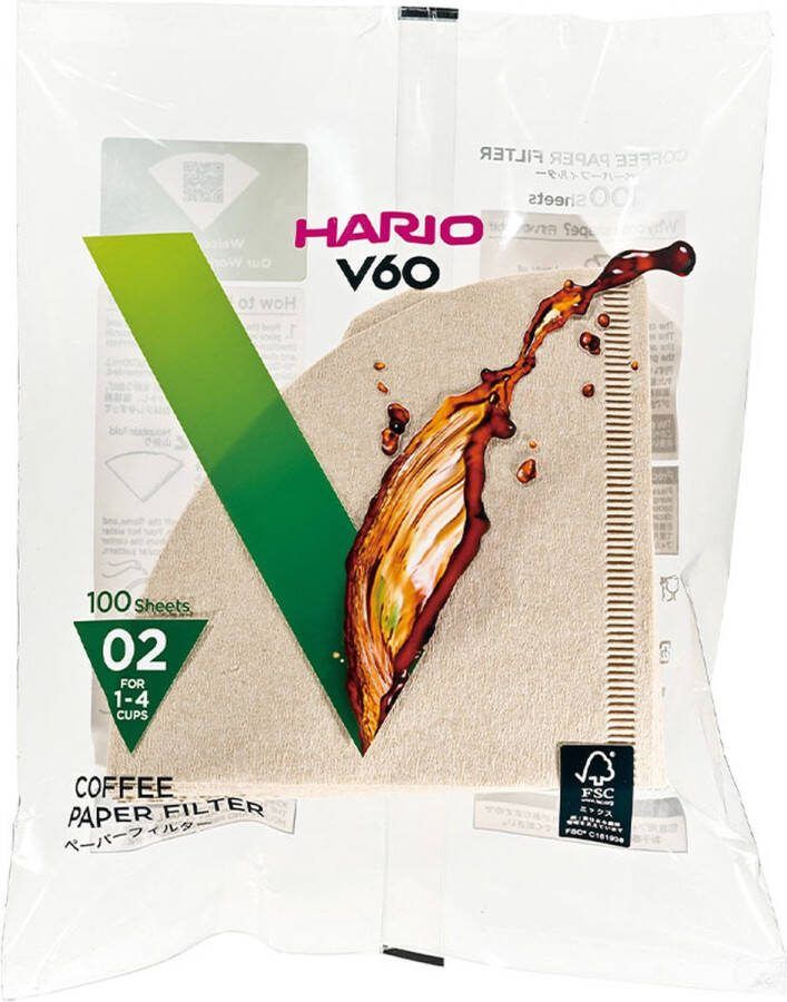 Hario V60 Koffiefilters 02 Size Bruin 100 stuks