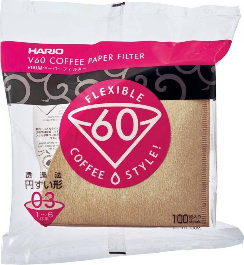 Hario V60 Koffiefilters 03 Size Bruin 100 stuks