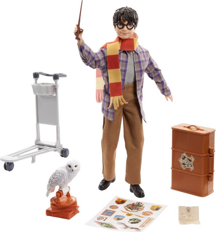 Mattel harry potter pier 9 3 4 collector&apos;s box met hedwig pop en uil bagage en accessoires mannequin doll