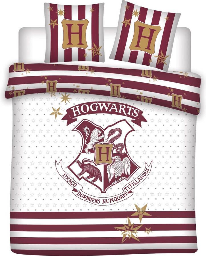 SimbaShop Harry Potter Dekbedovertrek Hogwarts Lits Jumeaux 240 x 220 cm Wit