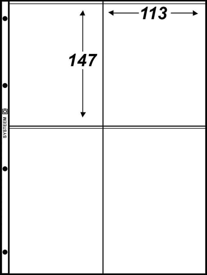 Hartberger Systeemblad S-2x2 met 4 vakken ( 113 x 147 mm) 5 stuks insteekhoezen insteekbladen voor de verzamelaar! ansichtkaarten zendkaarten kaarten prentbrief prentbriefkaarten briefkaart post poststuk poststukken