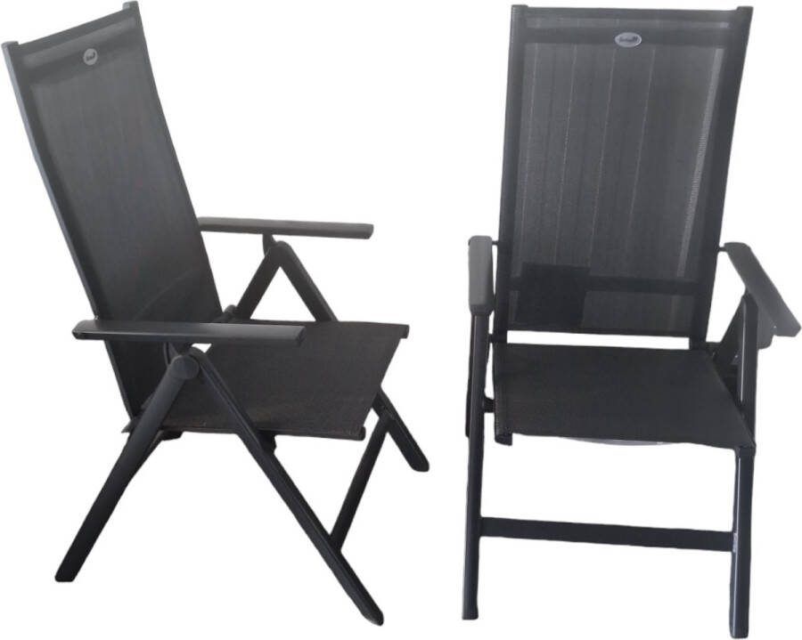 Hartman Avila Aluminium Textileen Verstelbare Tuinstoel 7 Standen Antraciet Set van 2 Stuks