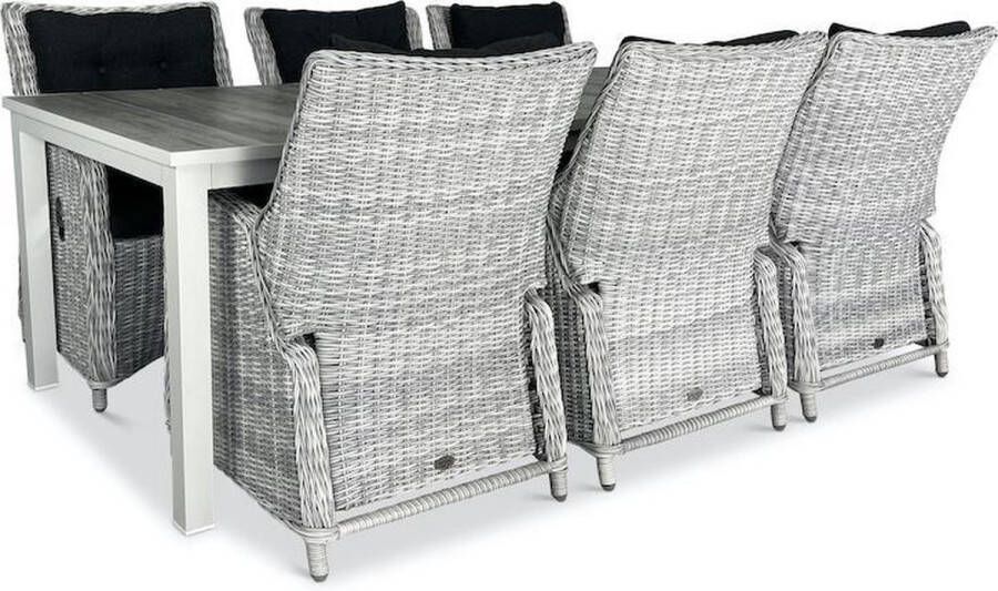 Hartman Comino tuinset 6-persoons Riva verstelbare tuinstoelen Tuintafel 220cm Wit