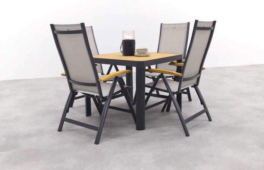 Hartman Monza General teak verstelbare tuinset- 90 x 90 cm. 5-delig