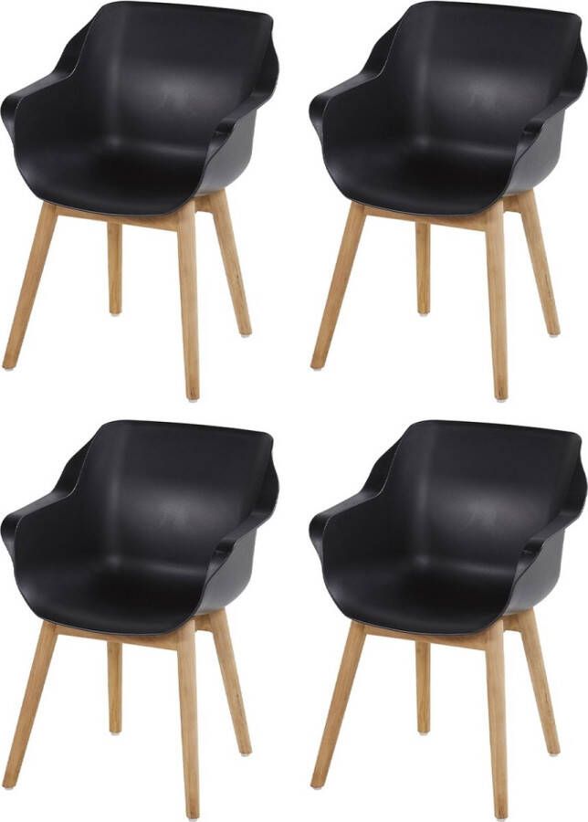 Hartman Set van 4 Sophie Studio dining armstoel Carbon Black Teak poot