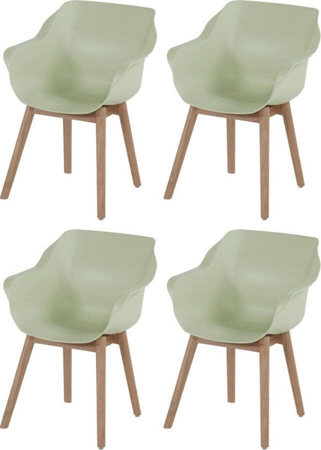 Hartman Set van 4 Sophie Studio dining armstoel French green Teak poot