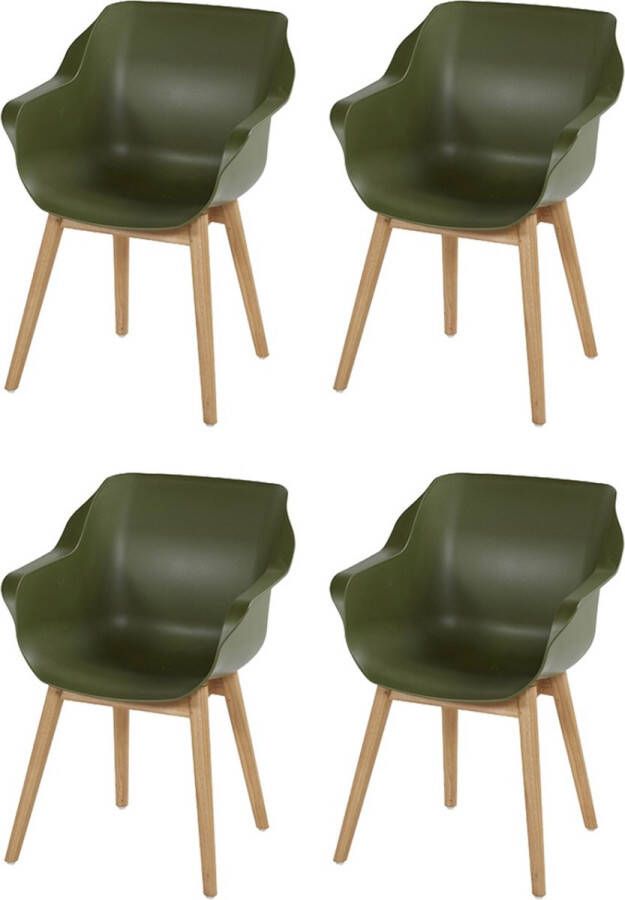 Hartman Set van 4 Sophie Studio dining armstoel Moss green Teak poot