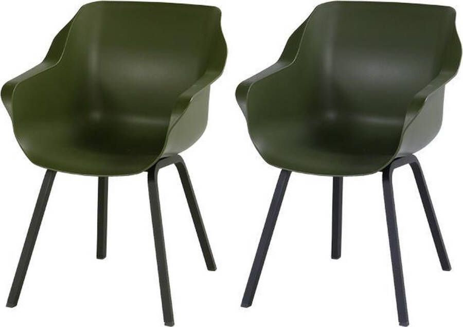 Hartman Sophie armchair tuinstoel met armleuning Groen set van 2 zwart element onderstel