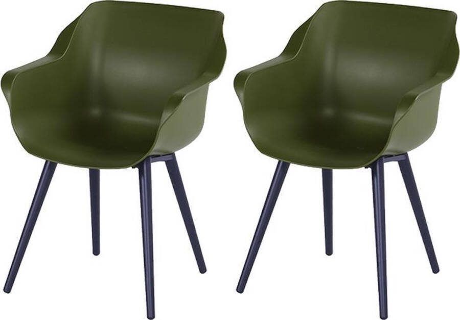 Hartman Sophie armchair tuinstoel met armleuning Groen set van 2 zwart studio onderstel