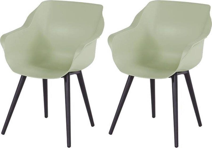 Hartman Sophie armchair tuinstoel met armleuning Mint groen set van 2 zwart studio onderstel