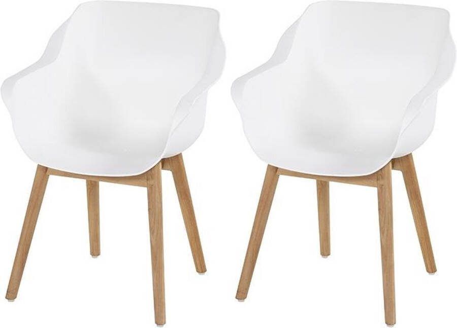 Hartman Sophie armchair tuinstoel met armleuning Wit set van 2 teak onderstel