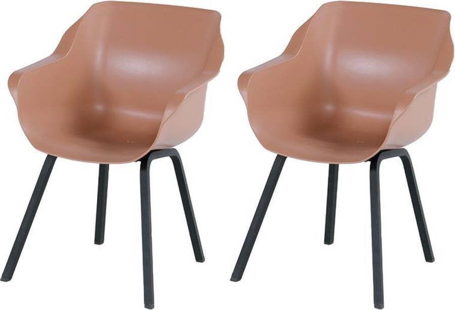 Hartman Sophie armchair tuinstoel met armleuning Zalm roze set van 2 zwart element onderstel