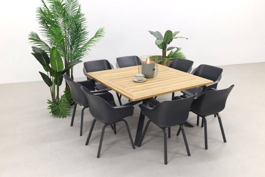 Hartman Sophie Element Xerix Quote teak 140x140 cm. Tuinset 9-delig