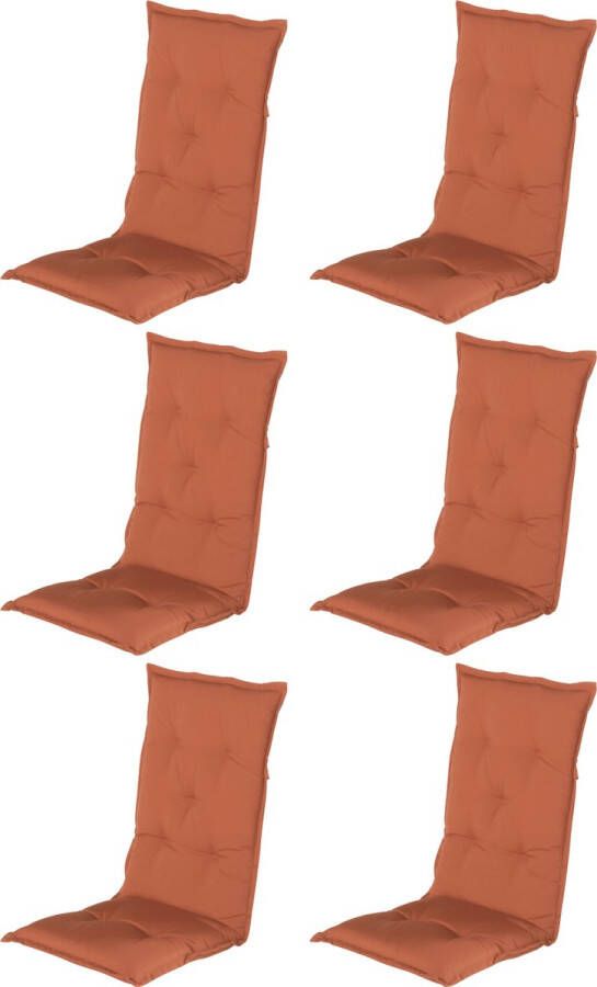 Hartman Tuinkussen 6 stuks Hoge Rug Cognac 123x50cm Terra Tuinstoelkussen Standenstoel kussen voor tuinstoel