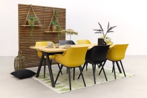 Hartman tuinset Sophie Studio Yellow Black Mason teak tafel 240 cm. 7-delig