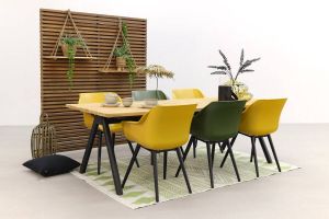 Hartman tuinset Sophie Studio Yellow Green Mason teak tafel 240 cm. 7-delig