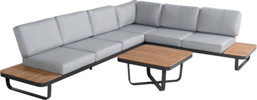 Hartman Vilette 5-persoons Hoek Loungeset Teakhout Lichtgrijze Kussens