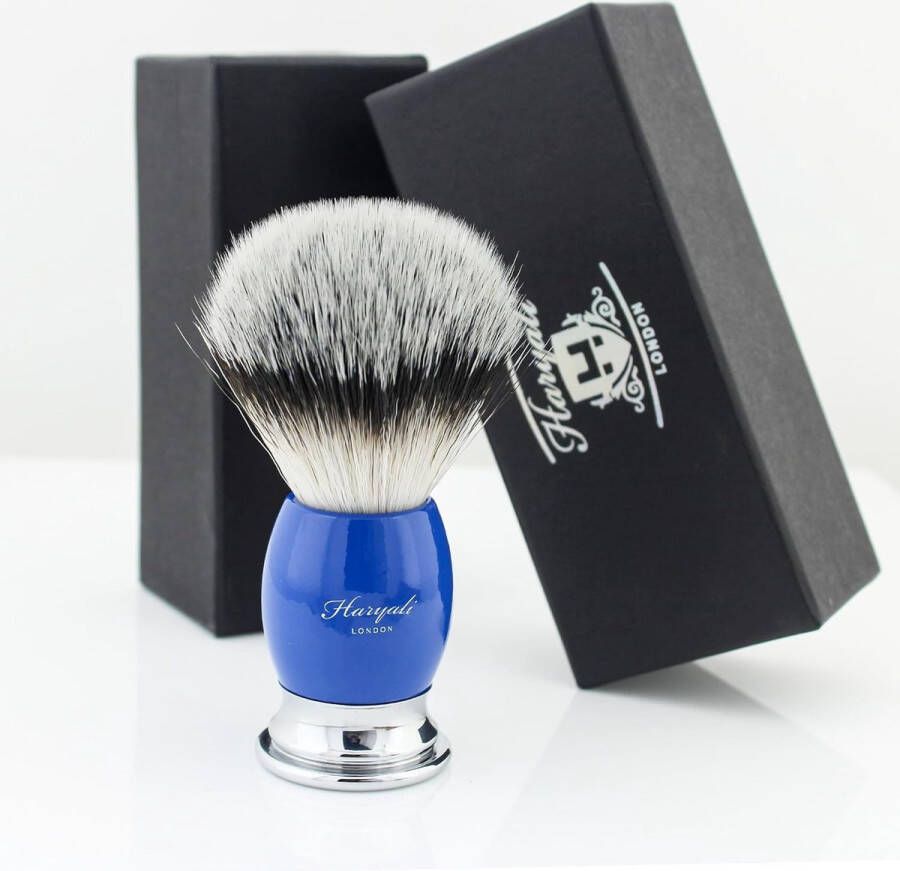 Haryali London Shaving Brush scheerkwast Scheerschuimborstel voor een soepele en zachte traditionele scheerbeurt Matblauwe kleur Perfect met elk scheerschuim of scheerzeep