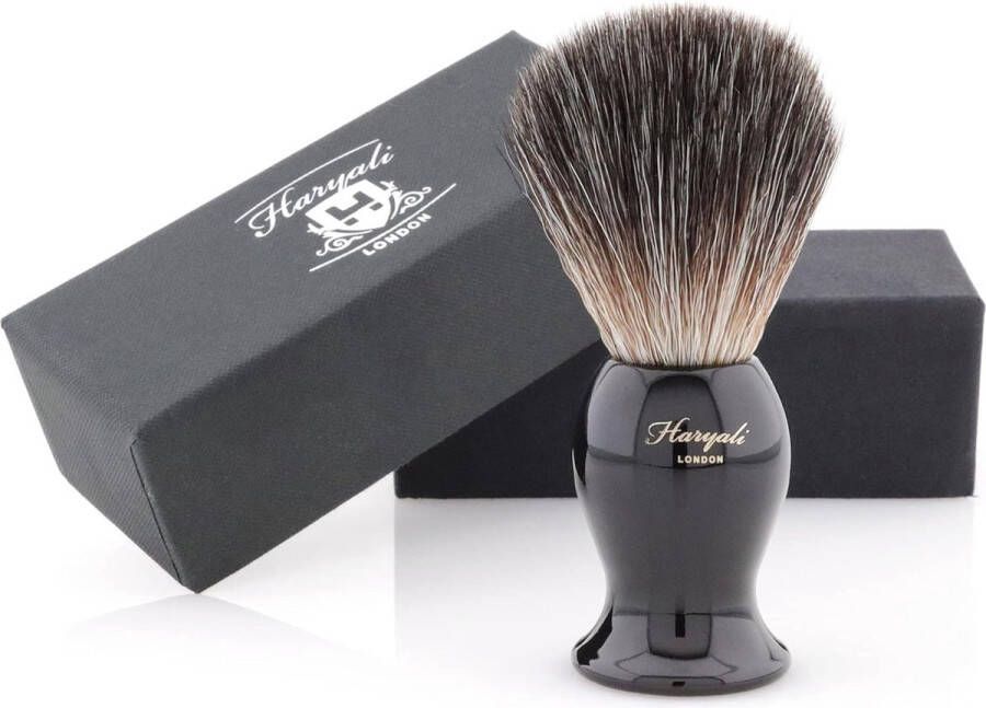 Haryali London Shaving Brush Scheerschuimborstel voor een soepele en zachte traditionele scheerbeurt Zwarte kleur Perfect met elk scheerschuim of scheerzeep