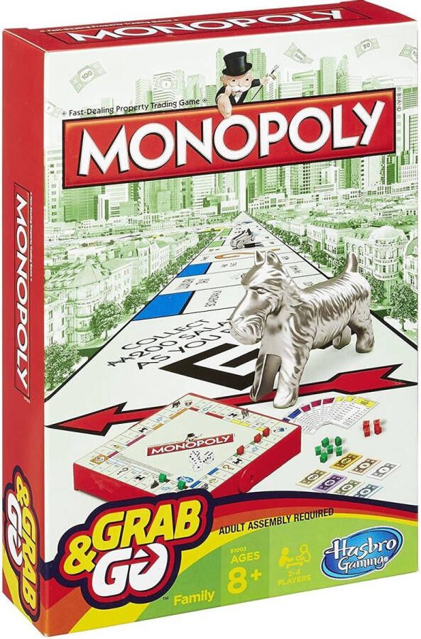 Hasbro Gaming Monopoly Grab & Go Reiseditie Bordspel Engelse versie
