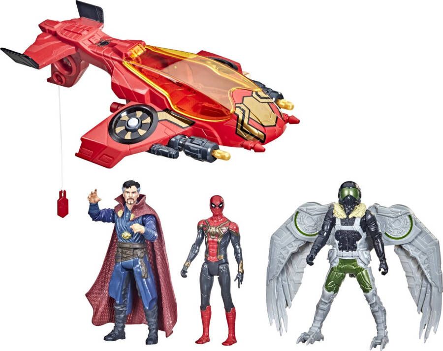 Hasbro Marvel Spider -man Spider Jet Figurines 15 cm Spider -man Marvel's Vulture Doctor Strange 4 Projectielen 4 jaar