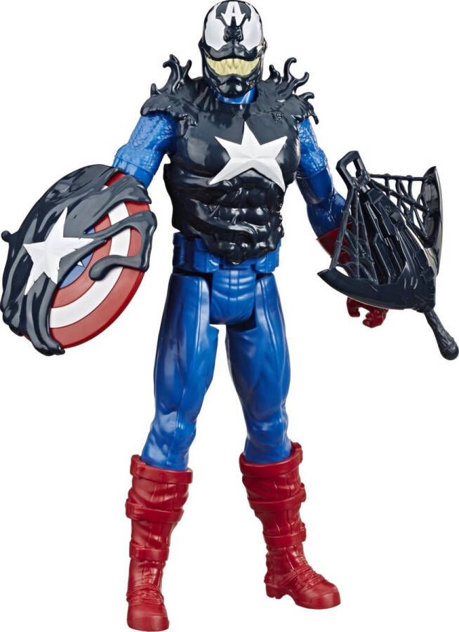 Hasbro MARVEL Titan Hero Series Spiderman Maximum Venom Captain America-actiefiguur met gear