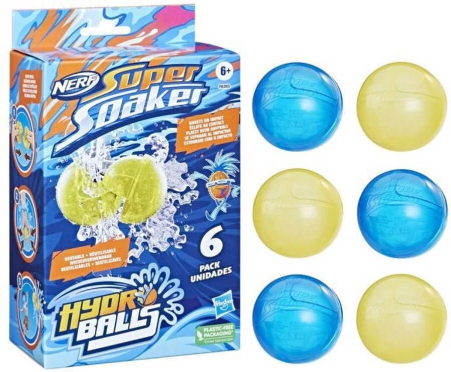 Hasbro Nerf Super Soaker Hydro Balls Waterballonnen Blauw Geel 6 jaar 6 stuk(s)