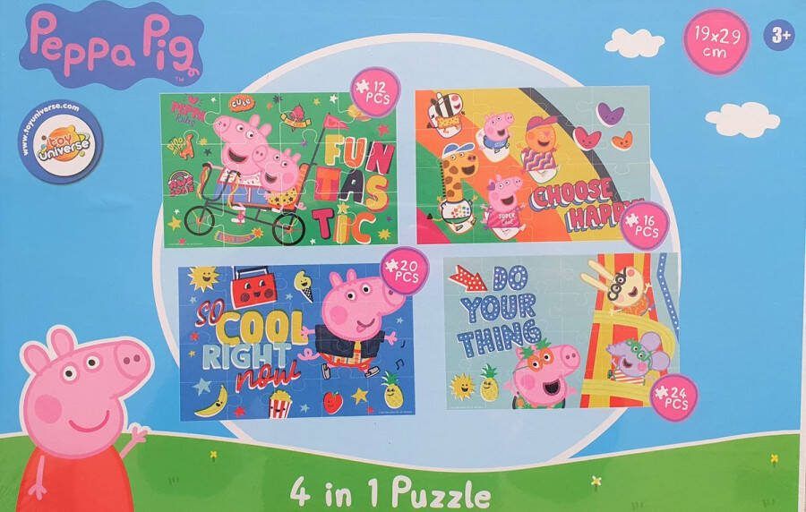 Hasbro Peppa Pig Puzzel 4 in 1 Puzzle Peppa Pig Knutselen Puzzelen -19x29cm