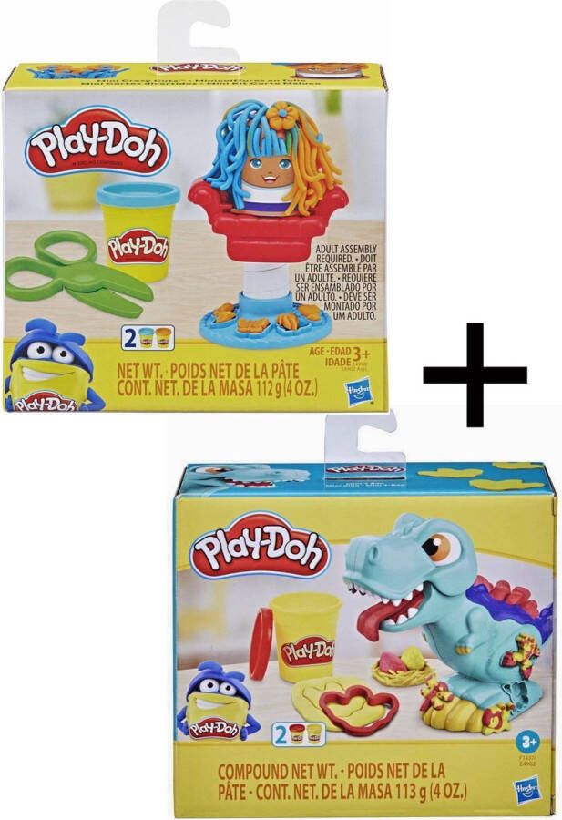 Hasbro Set 2 Mini Play-Doh Mini Crazy Cuts Kapper set + Mini T Rex Dino Sinterklaas en Kerstcadeau