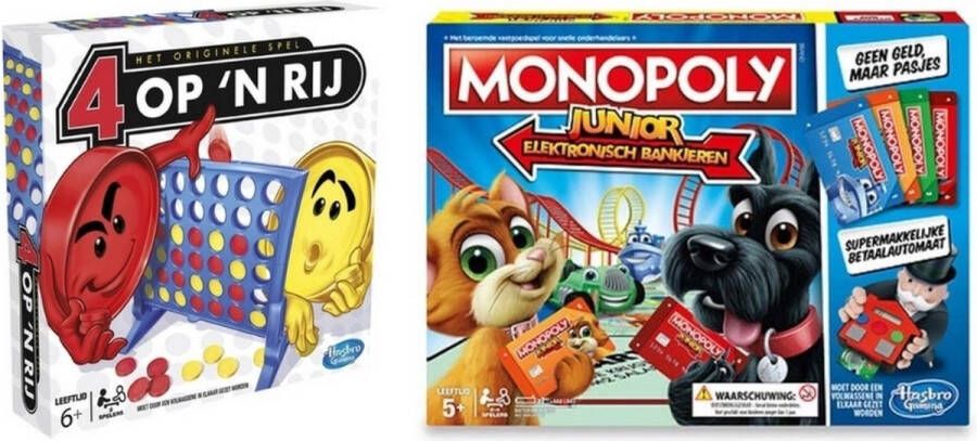 Hasbro Spellenbundel 2 Stuks 4 Op &apos;N Rij & Monopoly Junior Elektronisch Bankieren