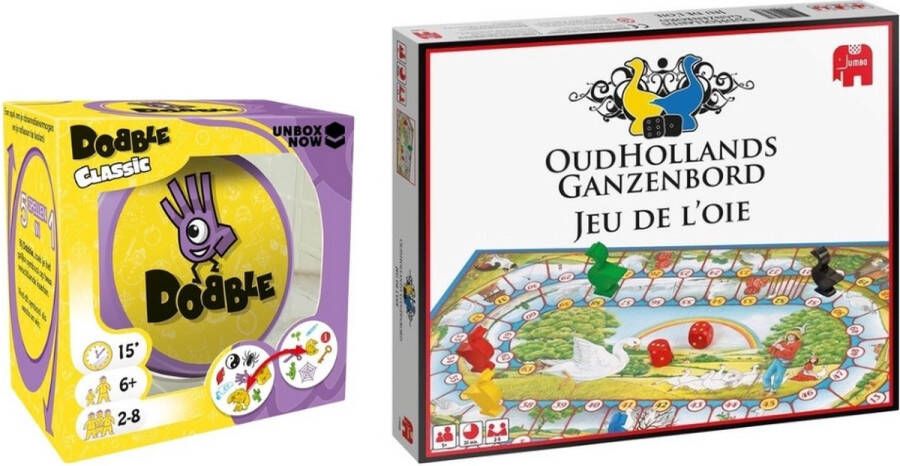 Hasbro Spellenbundel 2 Stuks Dobble Classic & Ganzenbord