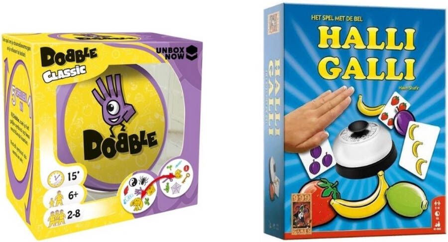 Hasbro Spellenbundel 2 Stuks Dobble Classic & Halli Galli