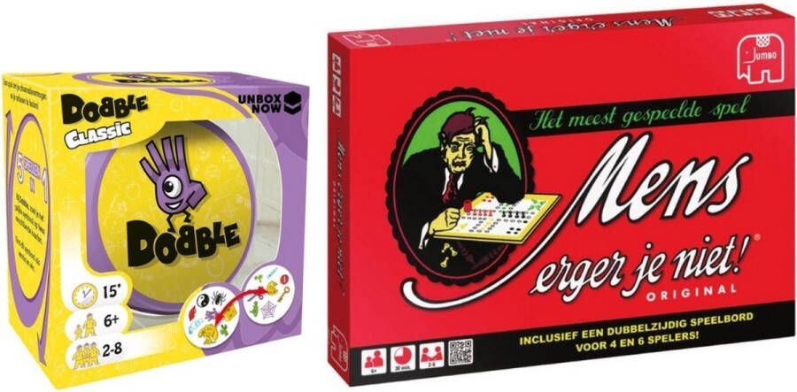 Hasbro Spellenbundel 2 Stuks Dobble Classic & Mens Erger Je Niet