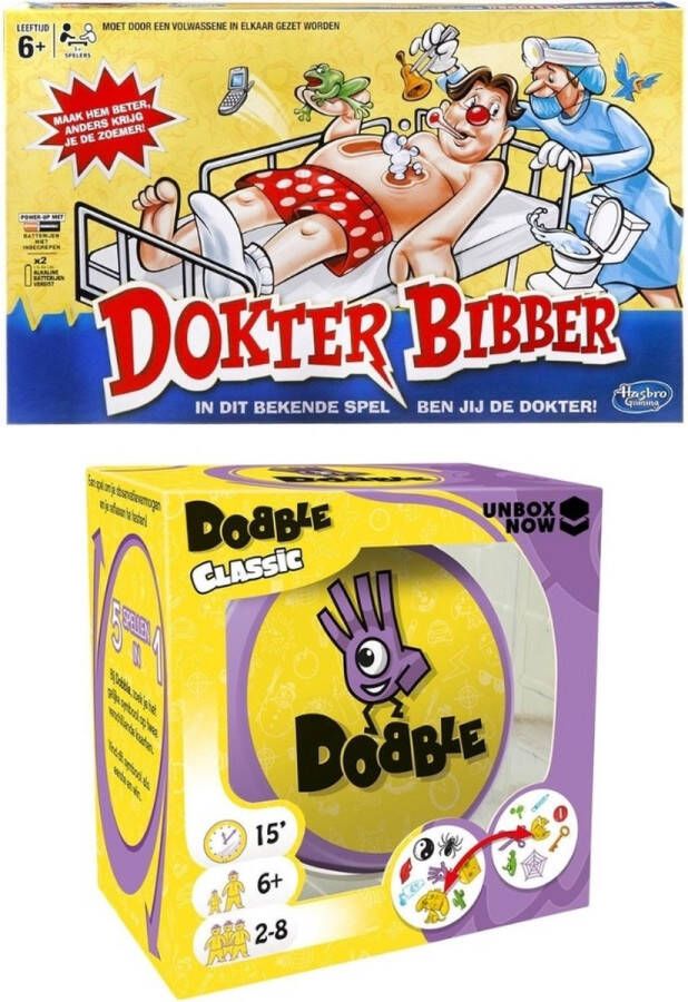 Hasbro Spellenbundel 2 Stuks Dokter Bibber & Dobble Classic
