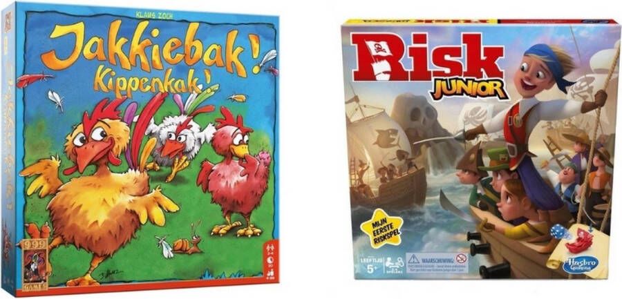 Hasbro Spellenbundel 2 Stuks Jakkiebak! Kippenkak! & Risk Junior