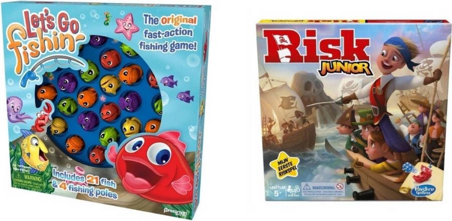Hasbro Spellenbundel 2 Stuks Lets go Fishin & Risk Junior