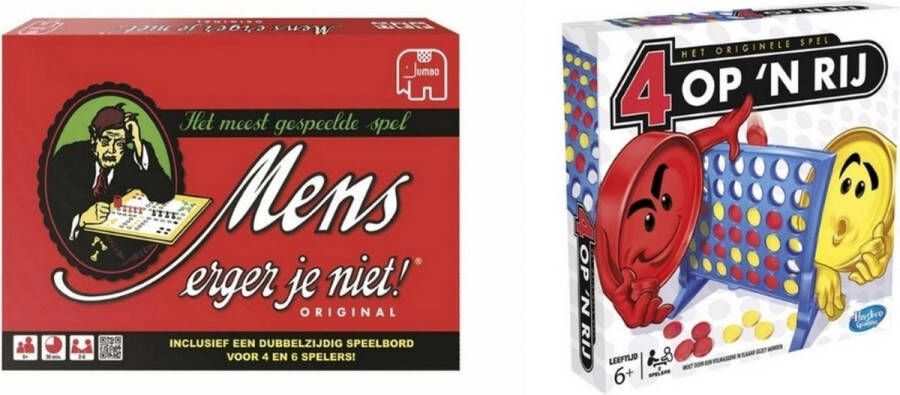 Hasbro Spellenbundel 2 Stuks Mens Erger Je Niet & Vier op &apos;n Rij