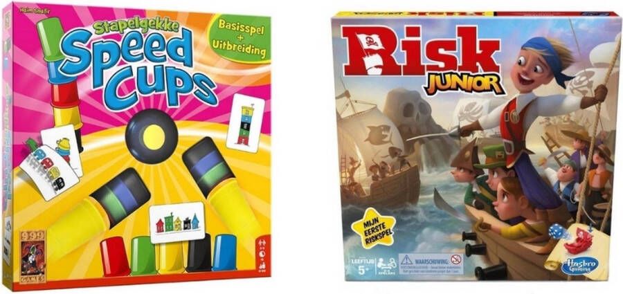 Hasbro Spellenbundel 2 Stuks Stapelgekke Speedcups & Risk Junior