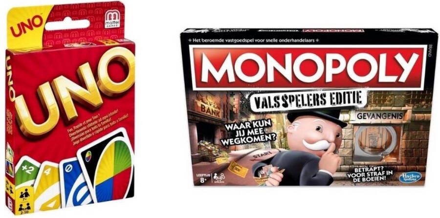 Hasbro Spellenbundel 2 Stuks UNO & Monopoly Valsspelerseditie