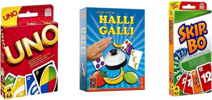 Hasbro Spellenbundel 3 Stuks Uno & Halli Galli & Skip-Bo