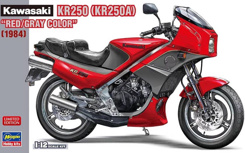 Hasegawa 1:12 21751 Kawasaki KR250 (KR250A) Red Gray Color Plastic Modelbouwpakket