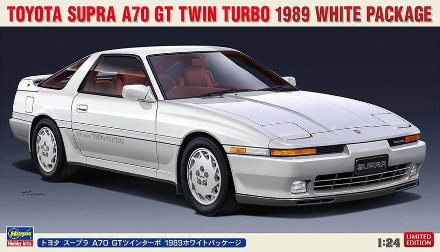 Hasegawa 1:24 20504 Toyota Supra A70GT Twin Turbo 1989 White Pack Plastic Modelbouwpakket